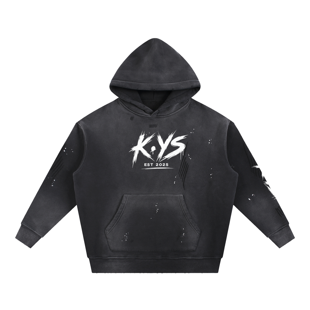 K.YS Vintage Washed Frayed Fleece Hoodie