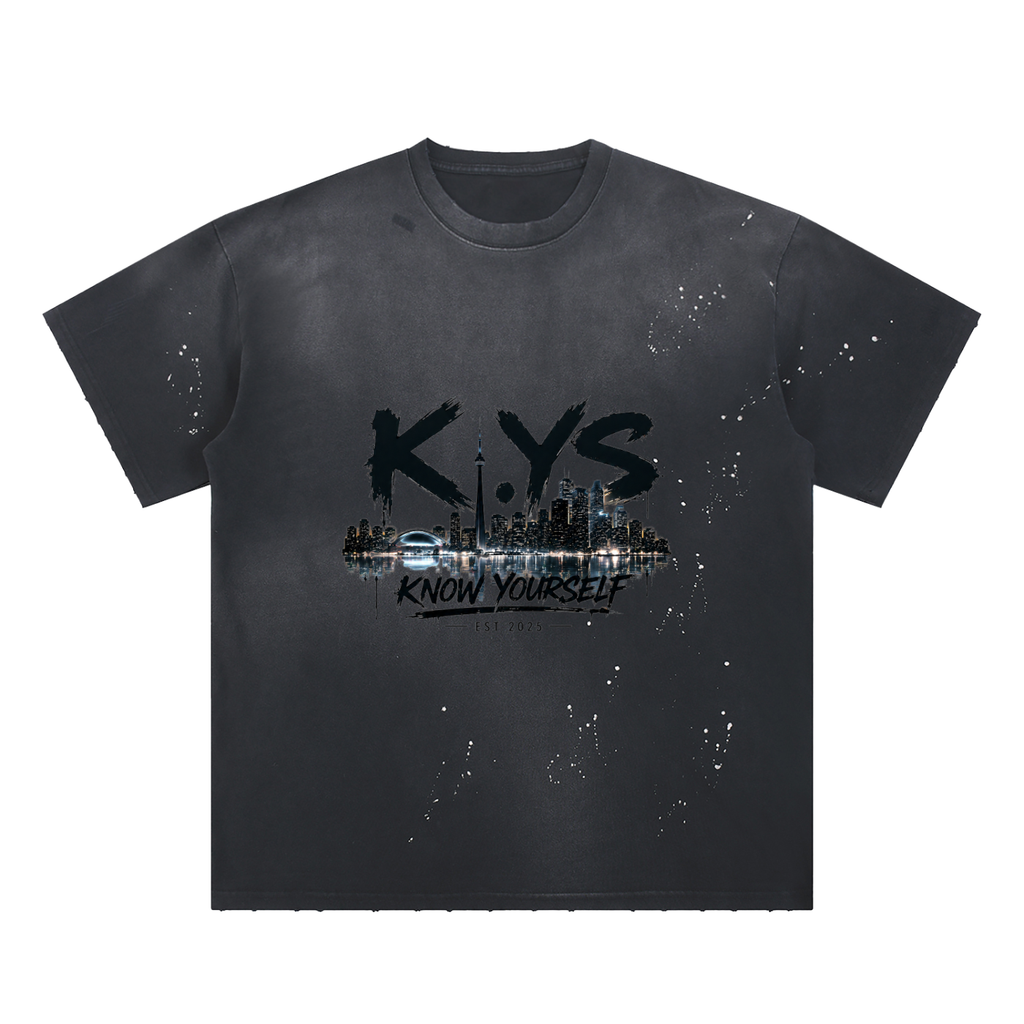 K.YS Hand-Frayed Sunfade Paint Splatter T-Shirt